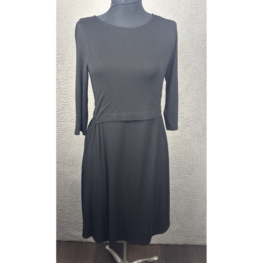 Seraphine Maternity Nursing Dress 3/4 Sleeve Stretch Jersey Knit Black Size 4